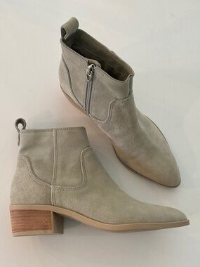 DOLCE VITA Able Pointed Toe Suede Bootie in Concrete Grey Size 7.5